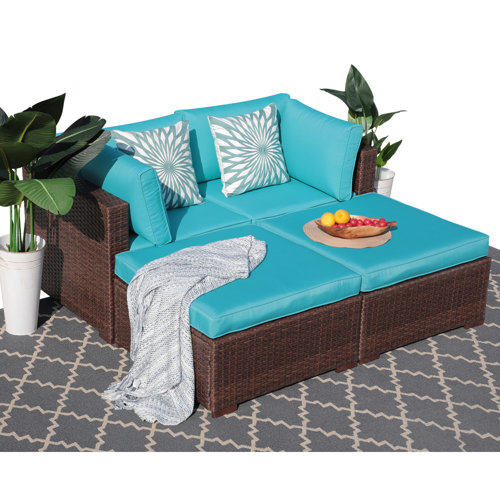 Latitude Run® Alishea 4Piece Rattan Sectional Seating Group with Cushions & Reviews Wayfair